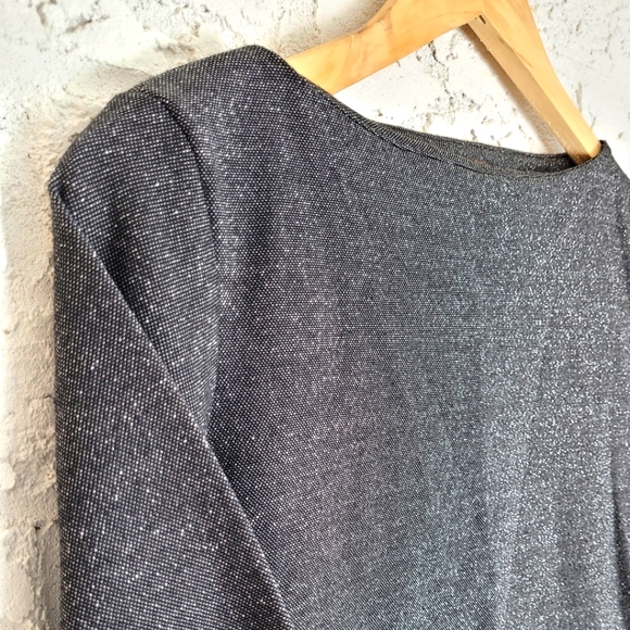 Metallic Charcoal Toned Crew Neck Top - Picture 3 of 7